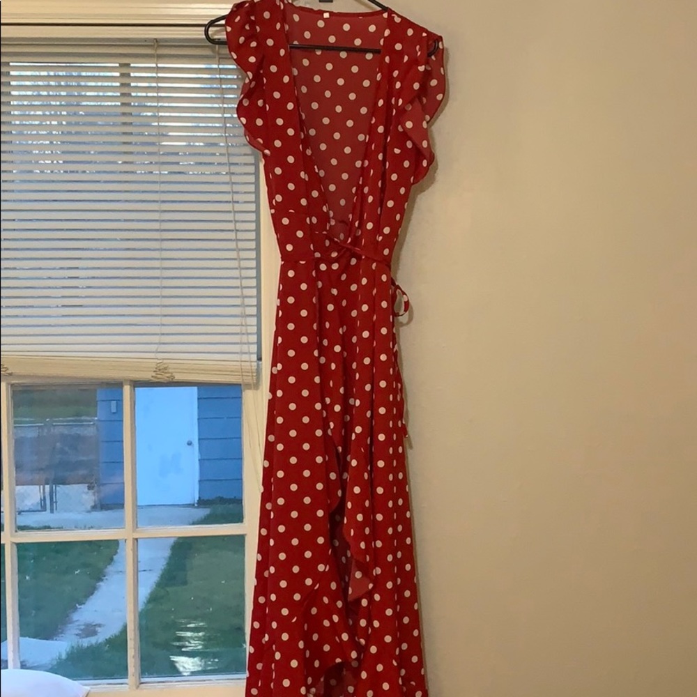 Red wrap dress